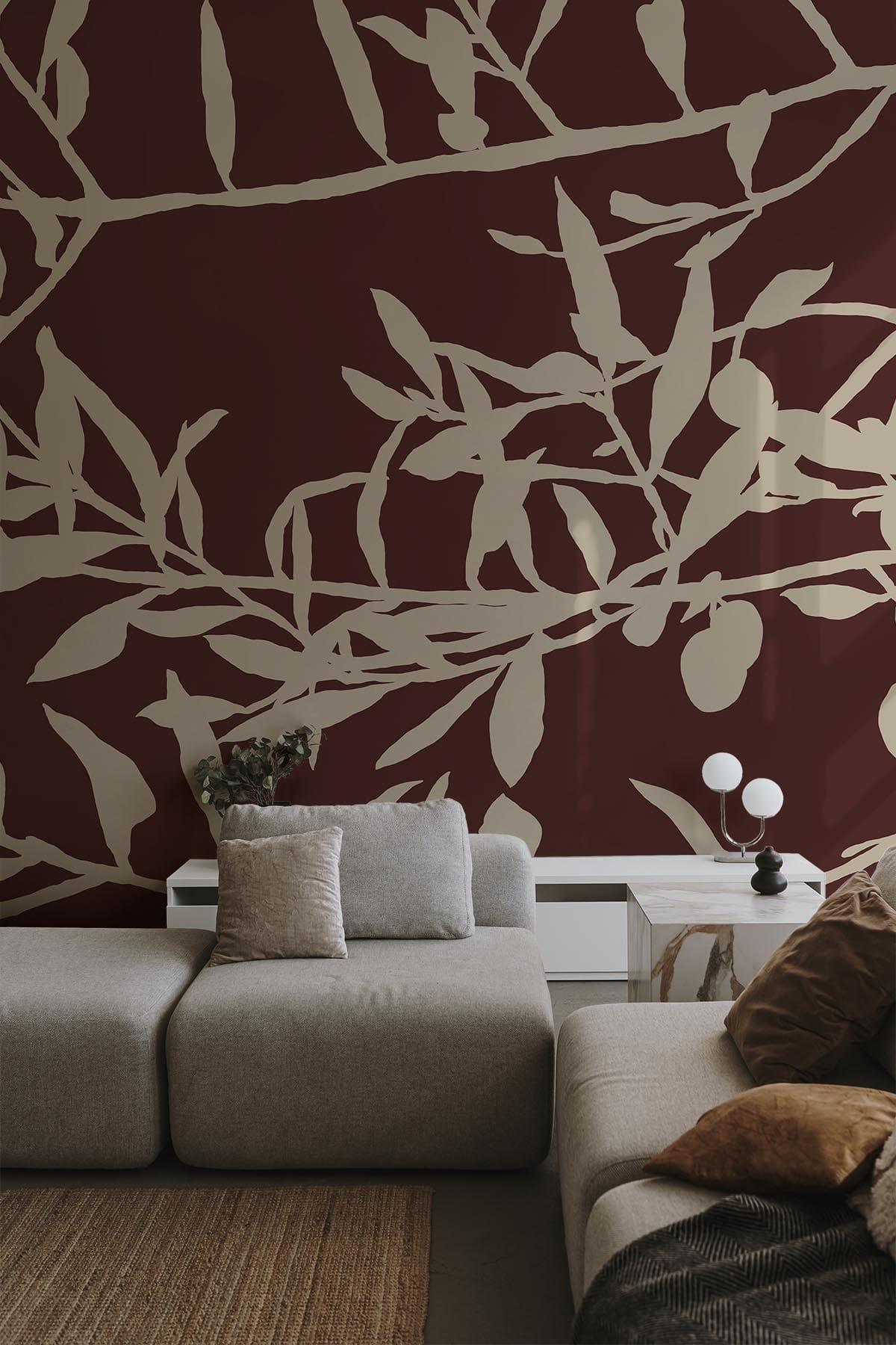 Olive Branch Burgundy - Elegant Home Decor for Living Room, Bedroom & Office | Perfect for Wall Art, Wedding Decor & Gift Ideas