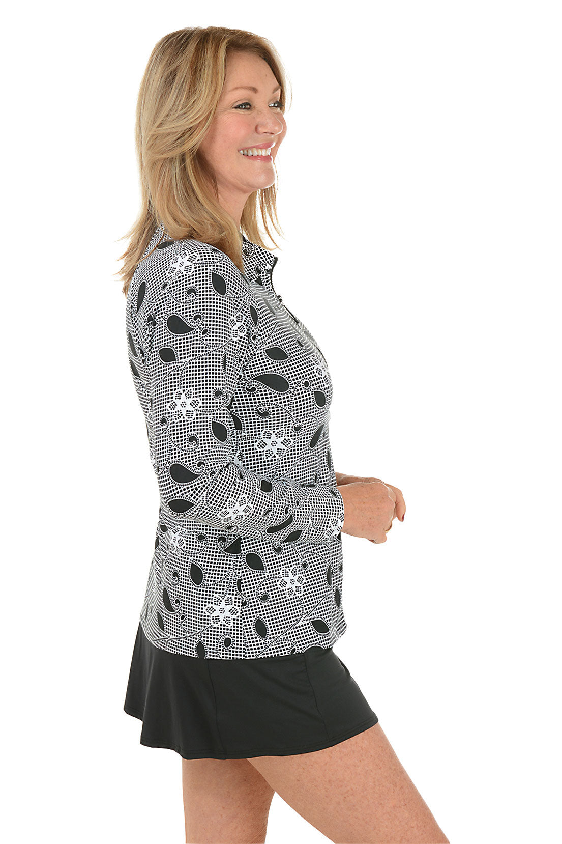 Floral Allure Zip Front Rash Guard UPF 50+ Sun Protection Swim Shirt for Women - Beach, Surfing, Yoga & Outdoor Activities