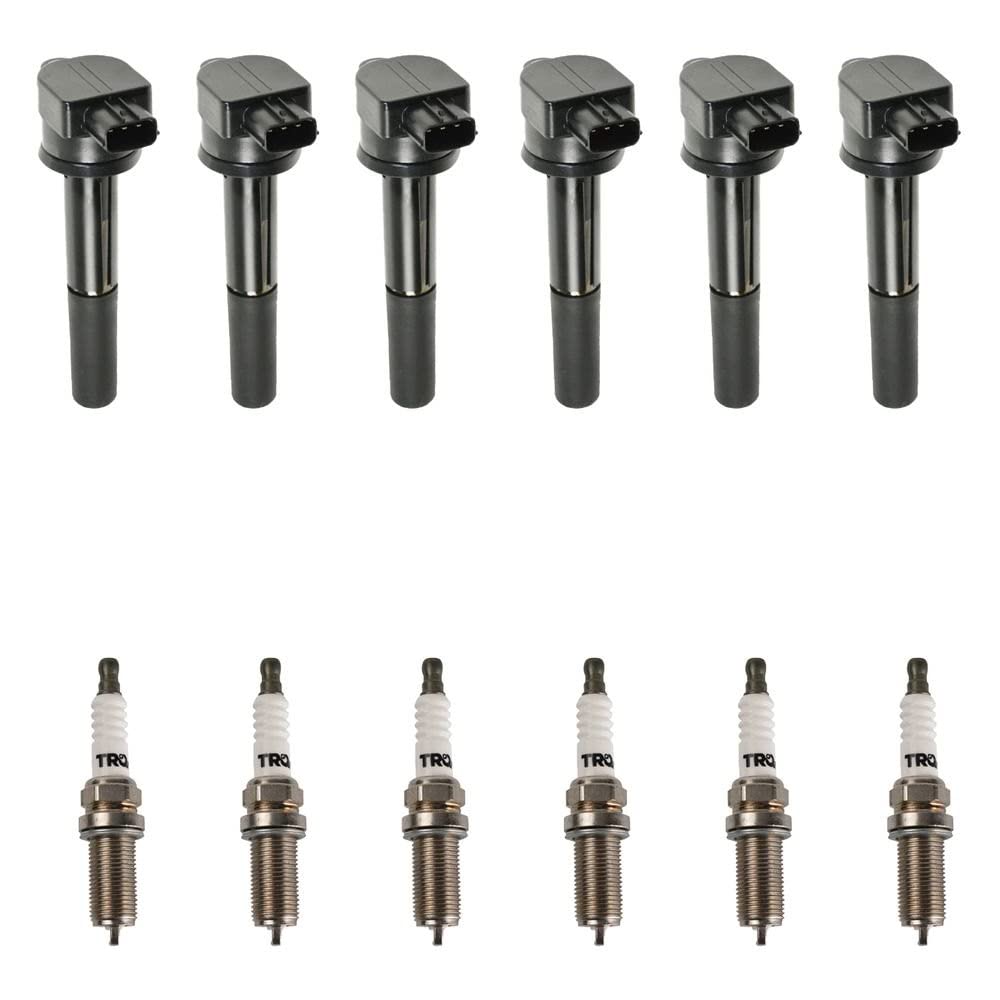 TRQ Ignition Coil & Spark Plugs Set - Compatible with 2004 Mitsubishi Galant 2.4L 4-Cylinder - High Performance Replacement Parts for Smooth Engine Start & Better Fuel Efficiency