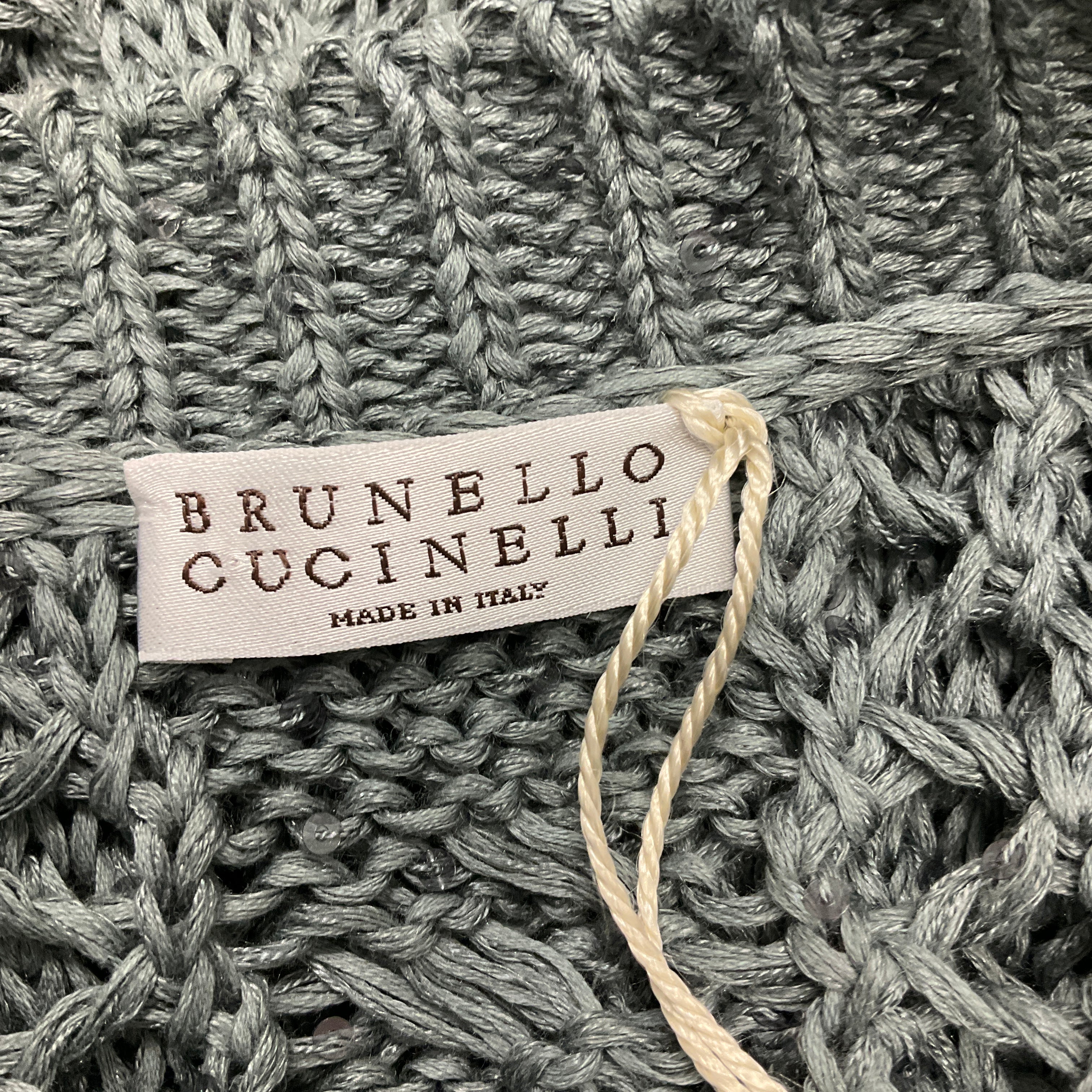 Brunello Cucinelli Green Sequined Linen Knit Sweater for Women | Luxury Cashmere Blend Pullover | Perfect for Holiday Parties & Evening Events