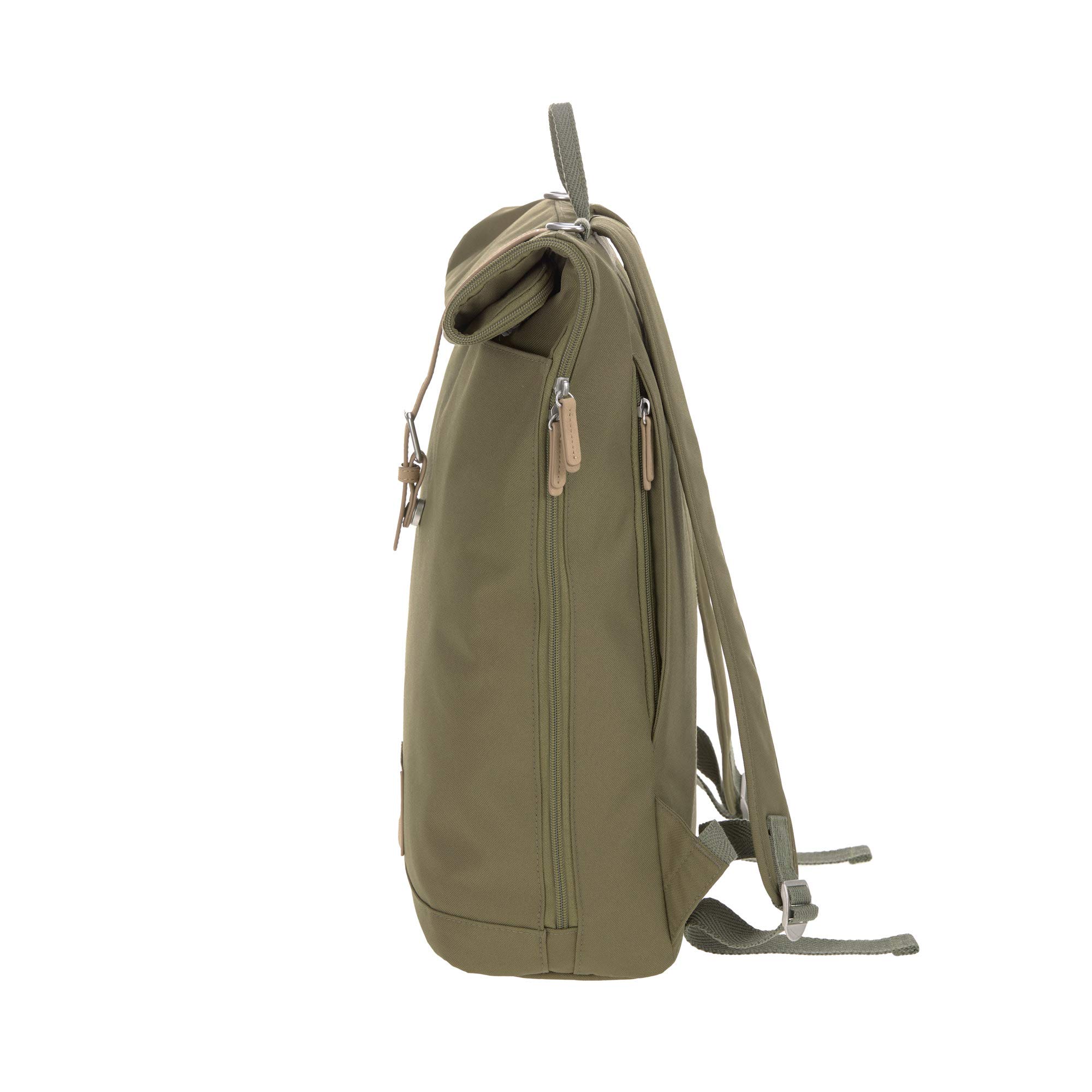 Lässig Green Label Olive Rolltop Backpack Diaper Bag - Large Waterproof Baby Bag for Travel, Daycare & Parenting Essentials | Stylish & Spacious Diaper Backpack for Moms & Dads