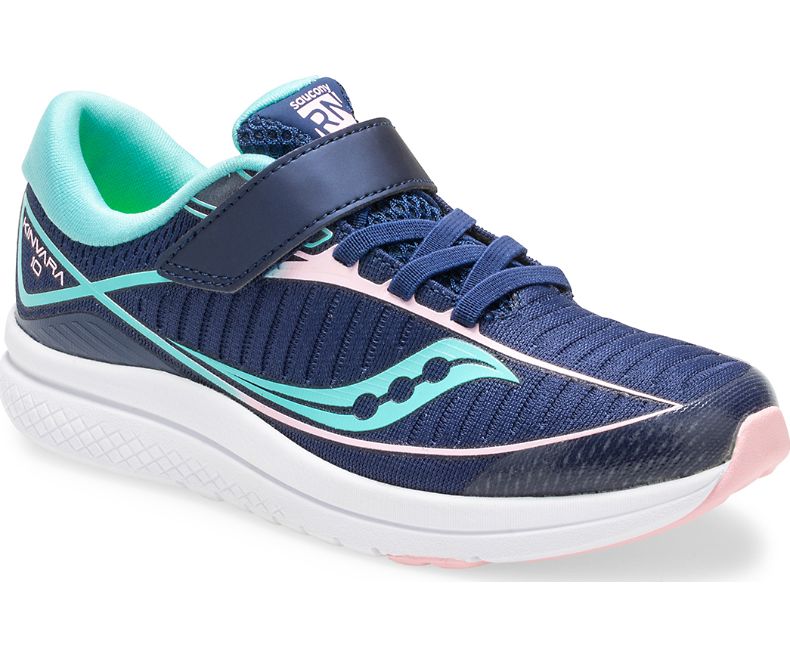 Saucony Kinvara 10 A/C Kids Running Shoes - Navy/Turquoise - Lightweight & Breathable for Boys & Girls - Perfect for School, Sports & Daily Activities