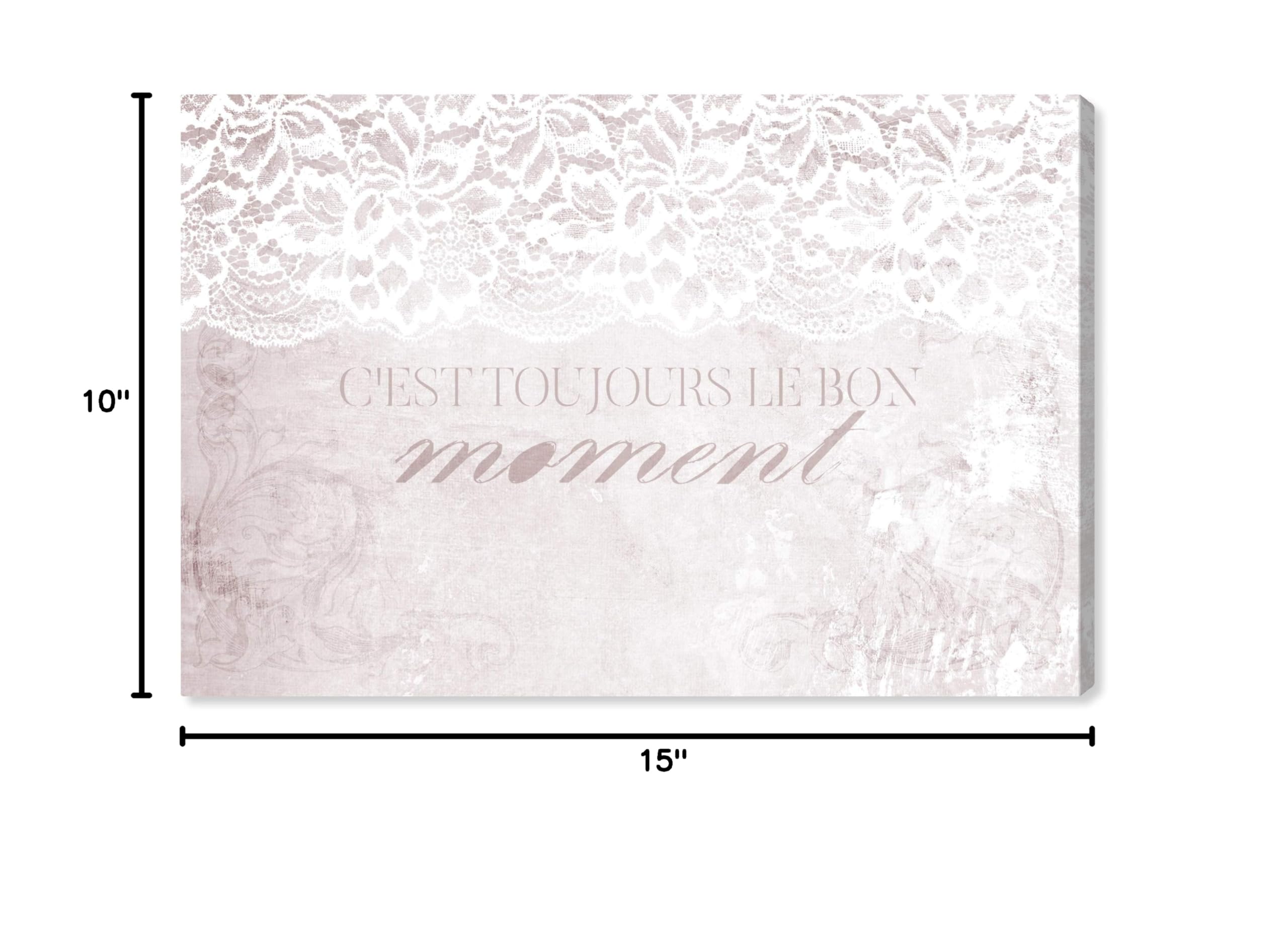 Oliver Gal Artist Co. 'Toujours' Pink & White Typography Wall Art Canvas Print - 15x10 Inches Inspirational Quote Home Decor for Living Room, Bedroom & Office