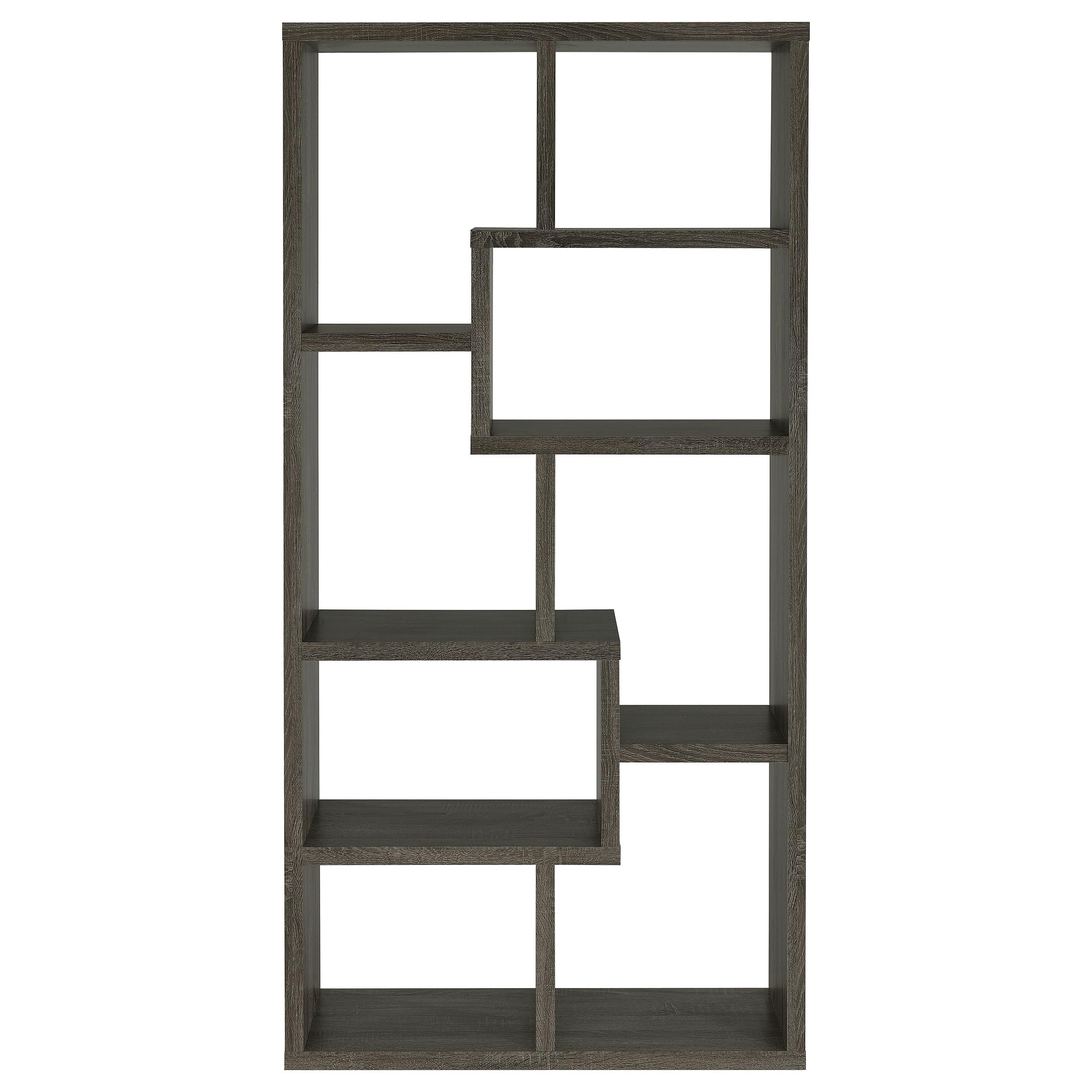 Coaster FINE Furniture 5-Tier Rectangular Bookcase - Weathered Grey Finish, Modern Bookshelf for Living Room, Office & Bedroom Storage & Organization