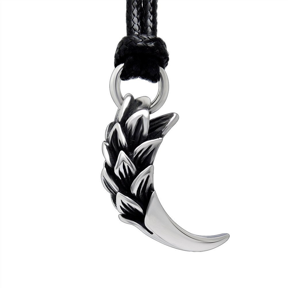 Vintage Dragon Scale Tiger Teeth Pendant Necklace for Men - Stainless Steel Gothic Jewelry - Perfect for Halloween, Cosplay, and Gift Giving