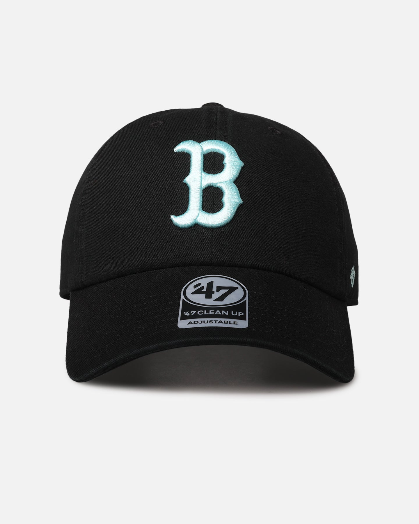 47 Brand Boston Red Sox 47 Clean Up Adjustable Strapback Hat - Black & Turquoise Baseball Cap for Men - Perfect for Game Day, Casual Wear & Sports Fans