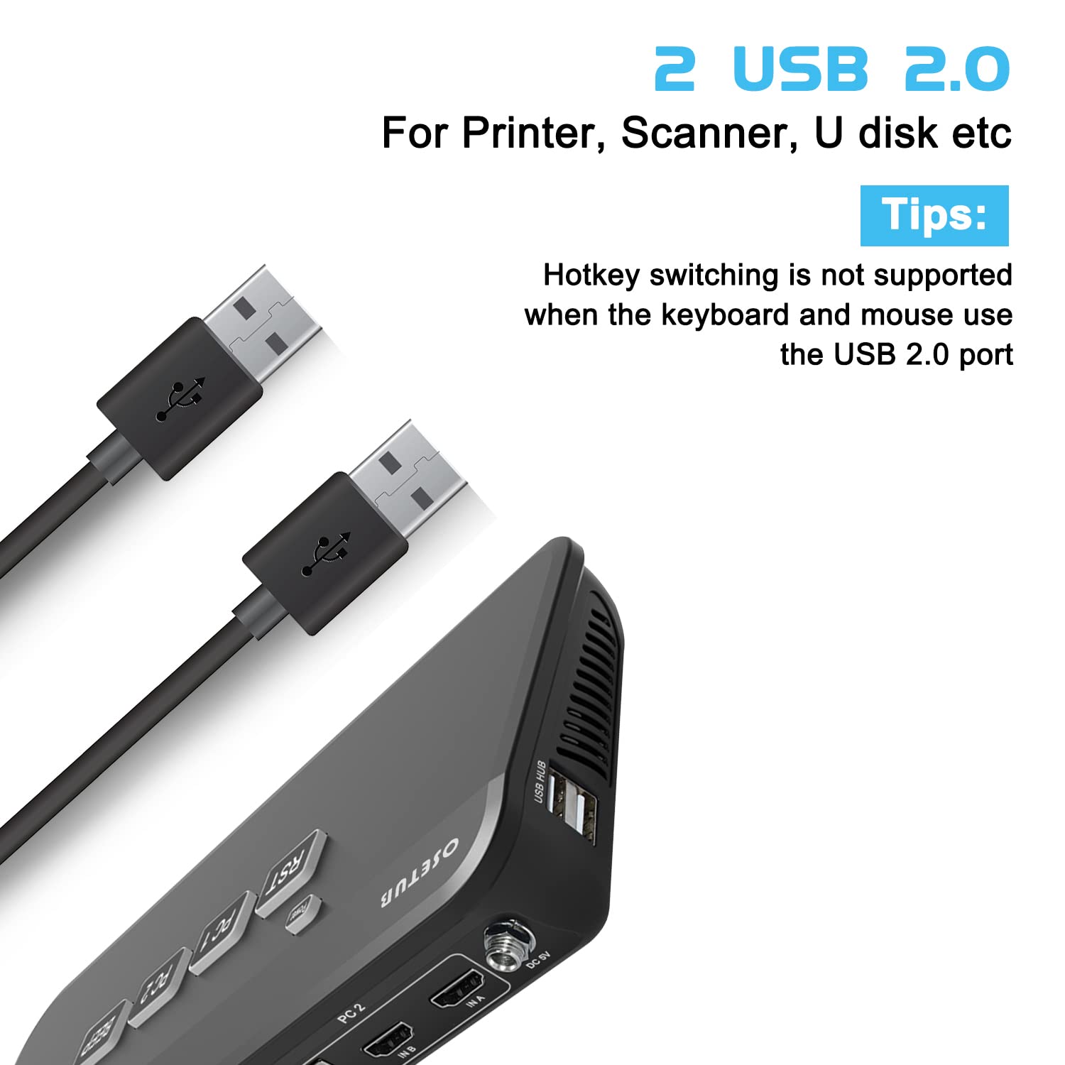 4x2 HDMI KVM Switch Dual Monitor - 2 Port USB 2.0 Hub, Hotkey Switching for 2 PCs & 2 Monitors - Perfect for Home Office, Gaming Setup & Multi-Device Workspaces