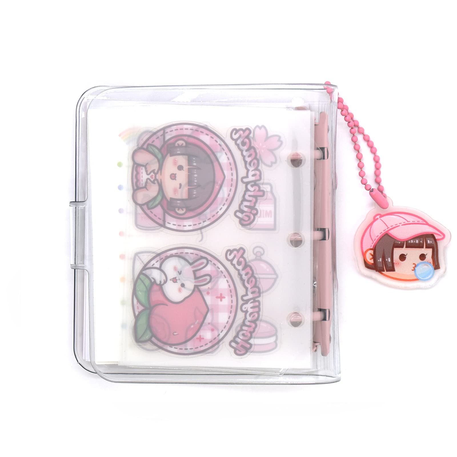 Mini Transparent Binder Notebooks with Keychain - Soft Plastic PVC 3-Ring Organizer for School, Office & Travel | Planner Cover with Inner Papers for Notes, Journaling & Daily Planning