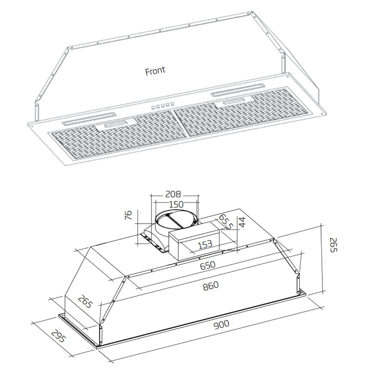 Schweigen 90cm Matte Black Undermount Rangehood with On Board Motor NAUM 9B - Premium Kitchen Ventilation for Modern Homes | Perfect for Cooking, Grilling & Smoke Removal