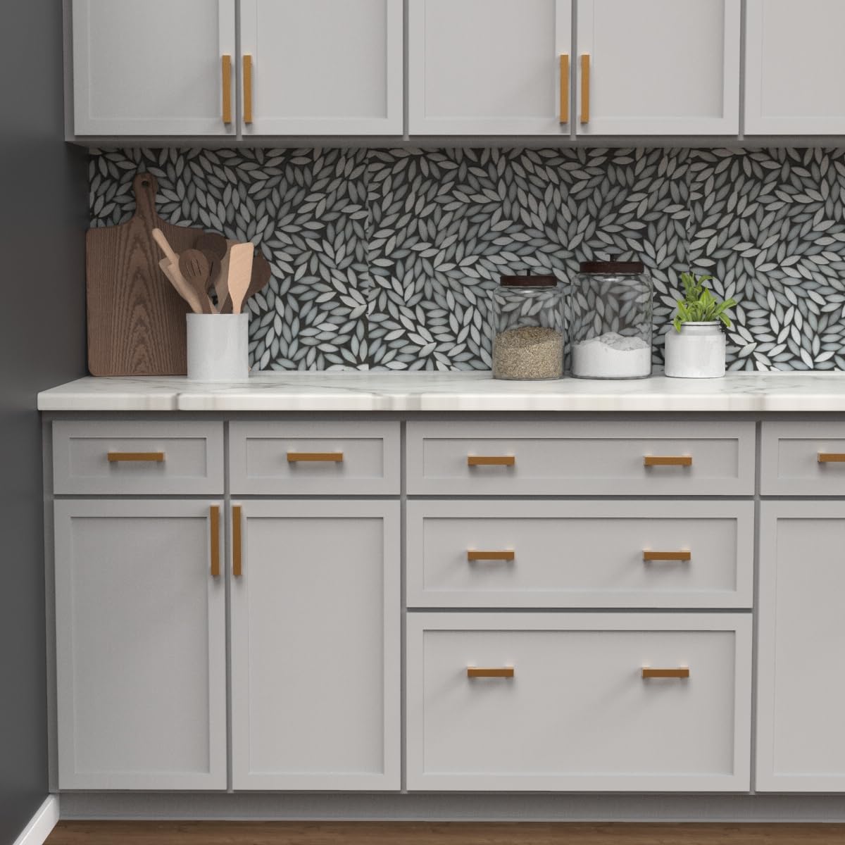 Brushed Brass Cabinet Handles 10 Pack - 3 Inch Hole Center for Kitchen & Bathroom