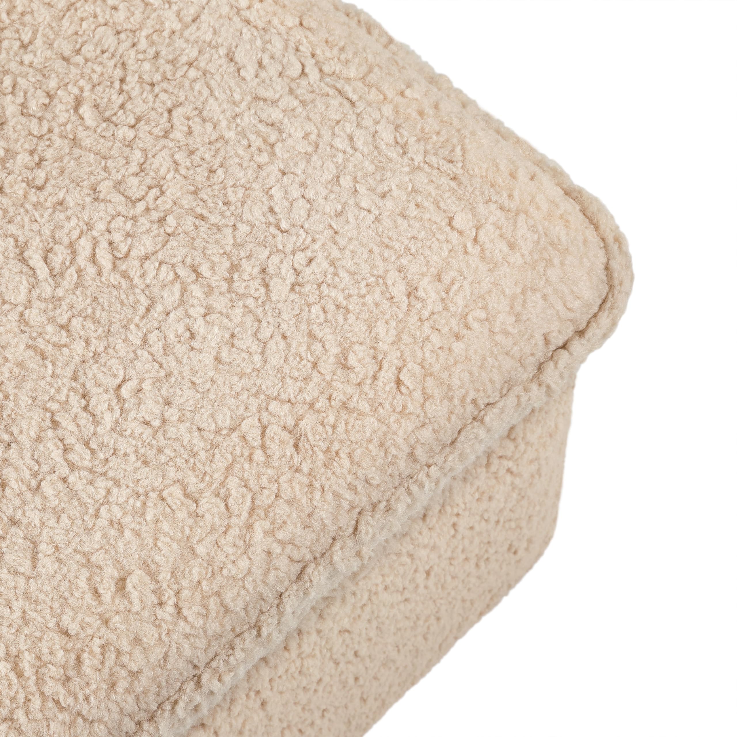 Babyletto Cali Storage Ottoman in Chai Shearling - Greenguard Gold Certified Nursery Furniture for Baby Room Organization & Playroom Seating