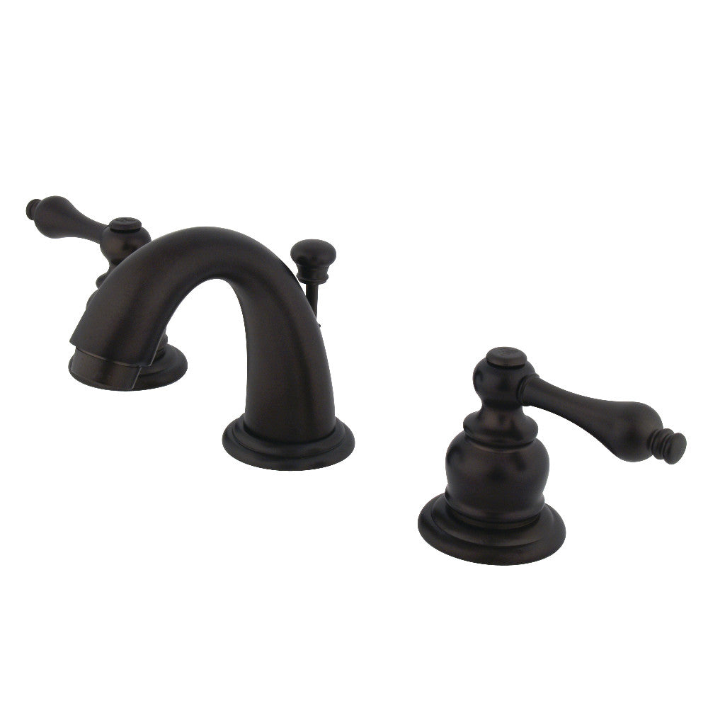 Kingston Brass GKB918AL English Country Widespread Bathroom Faucet - Vintage Style 3-Hole Mount Sink Faucet with Lever Handles - Perfect for Farmhouse, Cottage & Traditional Bathroom Decor