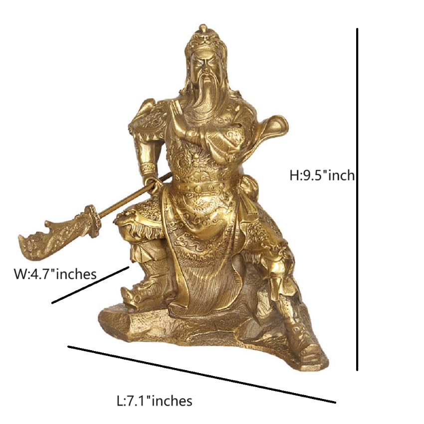 9.5 Inch Chinese General Guan Yu Statue - Lucky Charm Figurine for Office Desk Decor, Home Altar & Feng Shui Blessing
