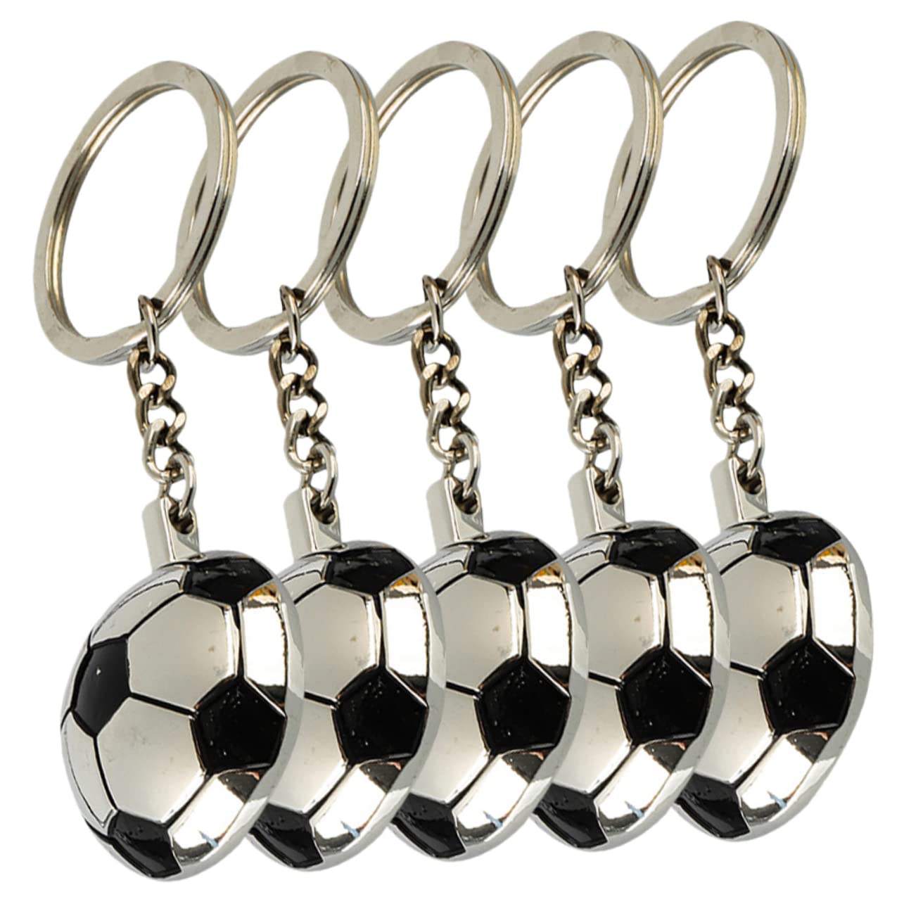 ANDRESLAD 5pcs Metal Soccer Ball Keychains - Football Theme Decorative Accessories for Bags, Keys, and Gifts