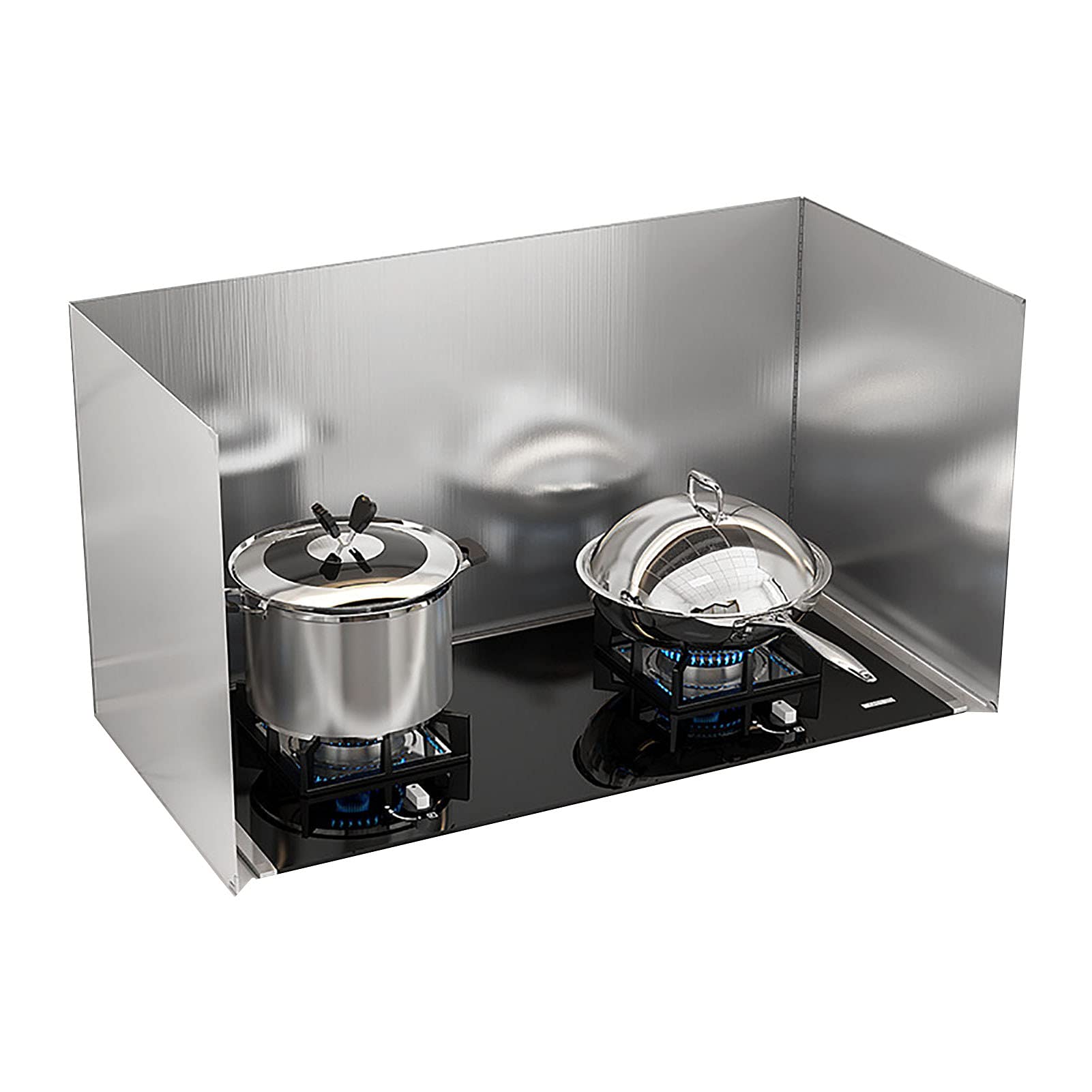 Stainless Steel Foldable Kitchen Grease Splatter Guard - 3-Sided Nonstick Oil Splash Screen for Stove Backsplash Protection (19.7