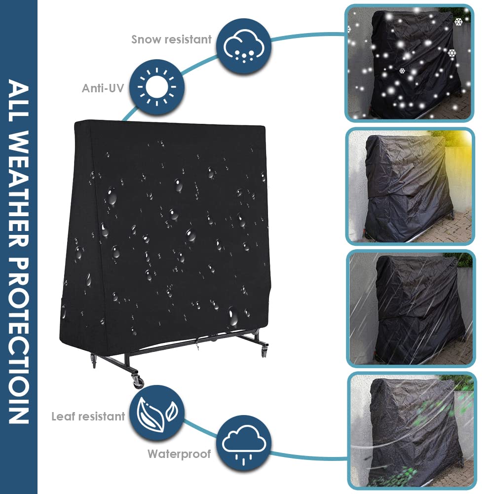 Heavy Duty Waterproof Table Tennis Cover - All Weather Protection for Indoor & Outdoor Ping Pong Tables - Extra Large Folding Table Cover - Perfect for Patio, Garage, and Club Use