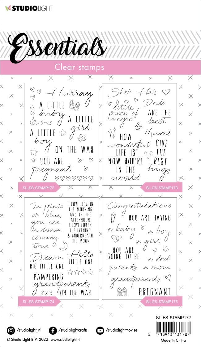 STUDIO LIGHT Essentials Stamp Set No. 172 - Hurray Sentiments for Card Making, Scrapbooking & DIY Crafts | Perfect for Greeting Cards, Journals & Paper Projects