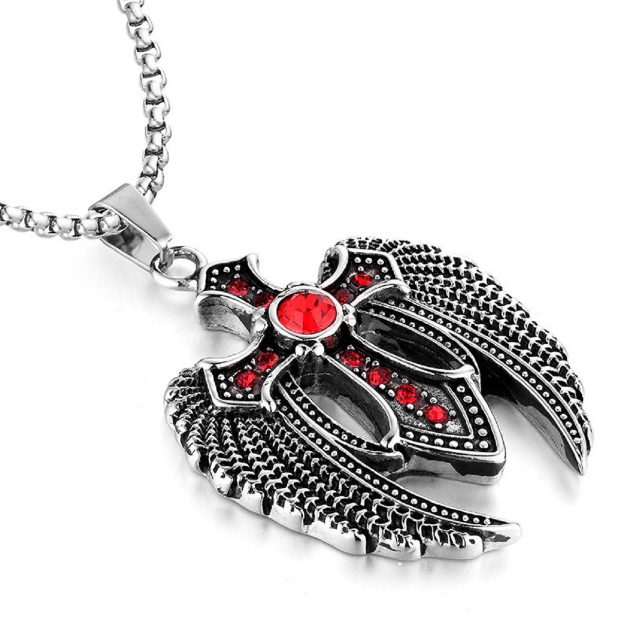 Gothic Cross Sword Pendant Necklace for Men - Stainless Steel Punk Angel Wing Cross Necklace | Gothic Jewelry for Men, Punk Fashion Accessory, Gothic Gift for Him - Perfect for Halloween, Cosplay, Gothic Parties and Dark Fashion Style