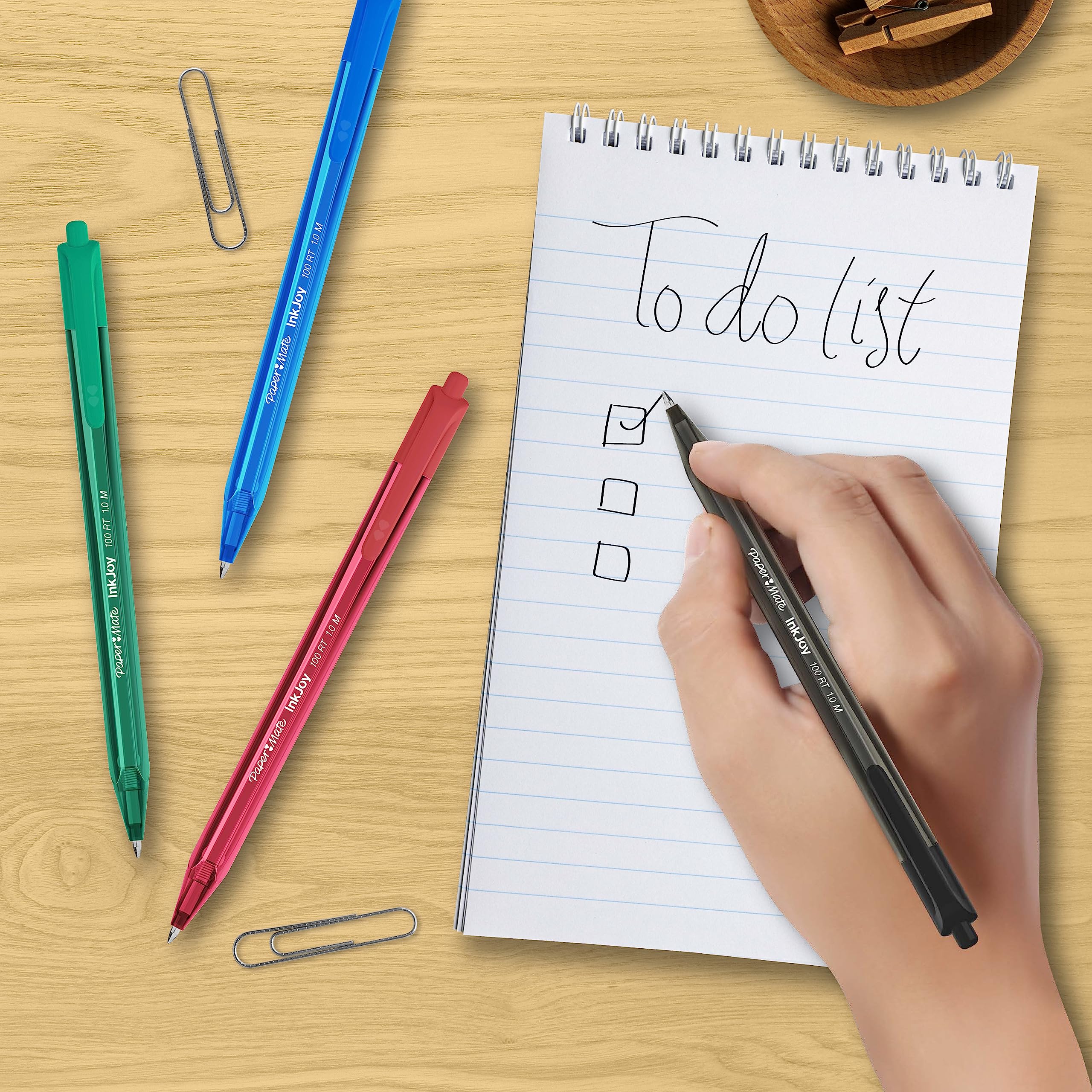 Paper Mate InkJoy 100RT Retractable Ballpoint Pens - Medium Point (1.0mm) - Red Ink - 20 Count Pack - Smooth Writing for Office, School & Note Taking