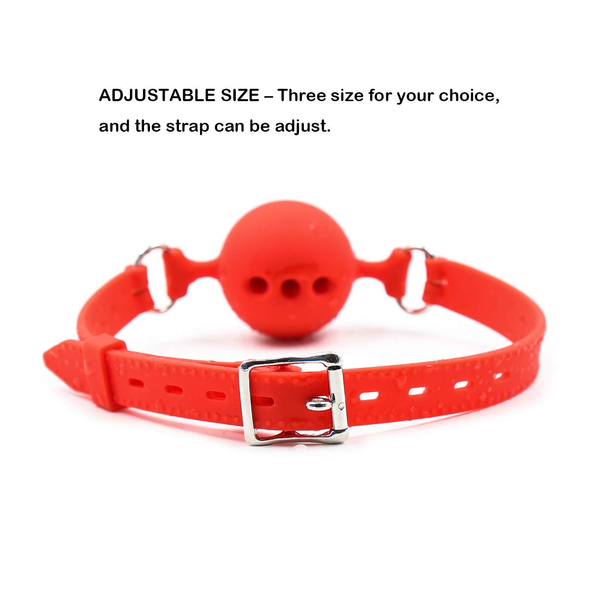 Breathable Silicone Ball Gag for Adults - BDSM Bondage Restraint (1.7 Inch, Red) - Perfect for Role Play, Sensory Deprivation & Spicing Up Intimate Moments