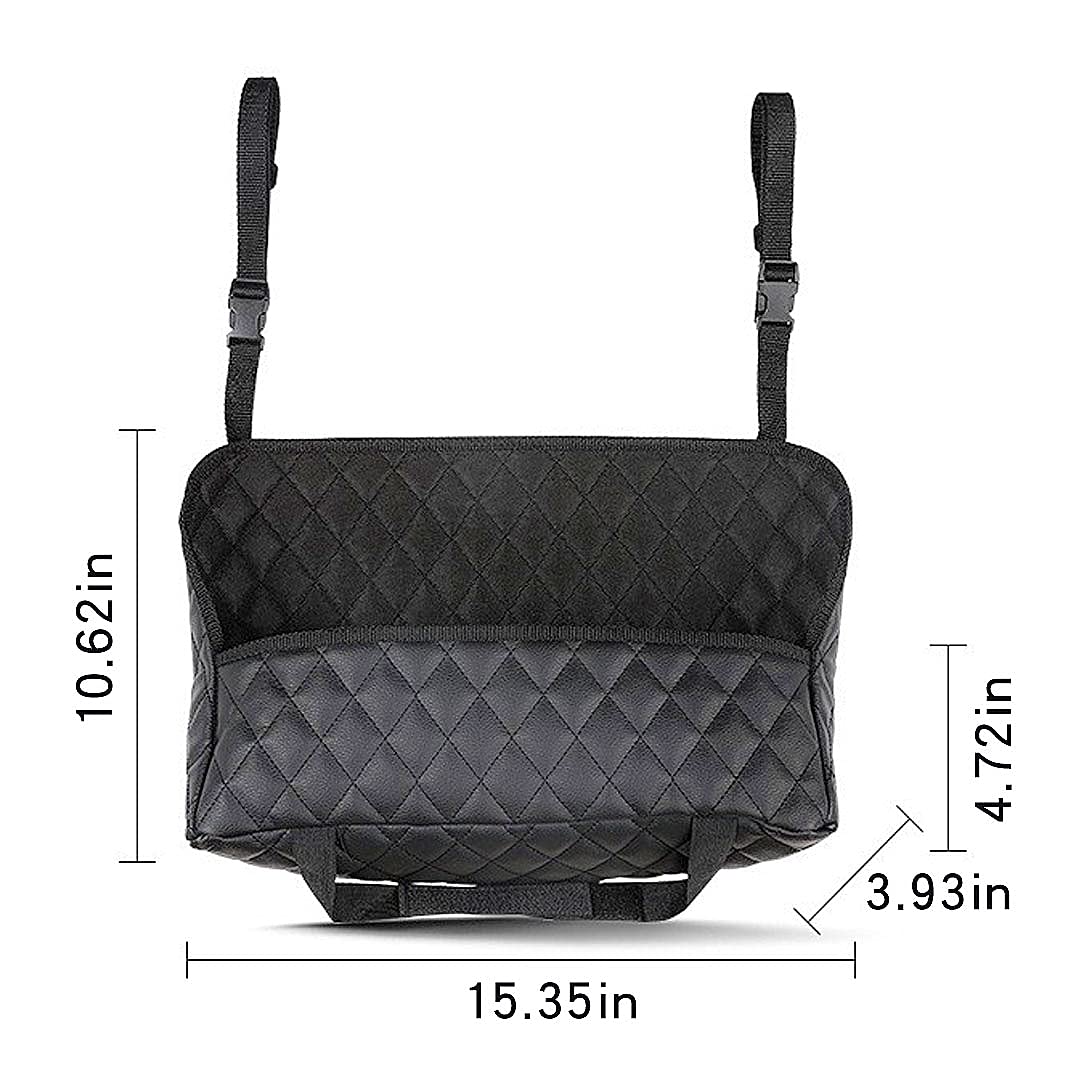 Premium Car Handbag & Wallet Holder - Leather Back Seat Storage Organizer with Child/Pet Barrier - Perfect for Handbags, Purses & Accessories Between Seats (Black) - Ideal for Road Trips, Family Travel & Daily Commute