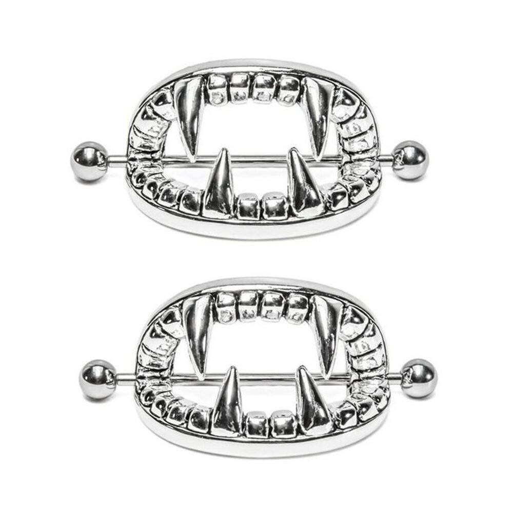 UkrGoods Punk Vampire Teeth Nipple Shield - Stainless Steel Nipple Rings for Women, Gothic Body Jewelry & Novelty Piercing Accessories | Perfect for Halloween Costumes, Gothic Fashion, and Alternative Style Lovers