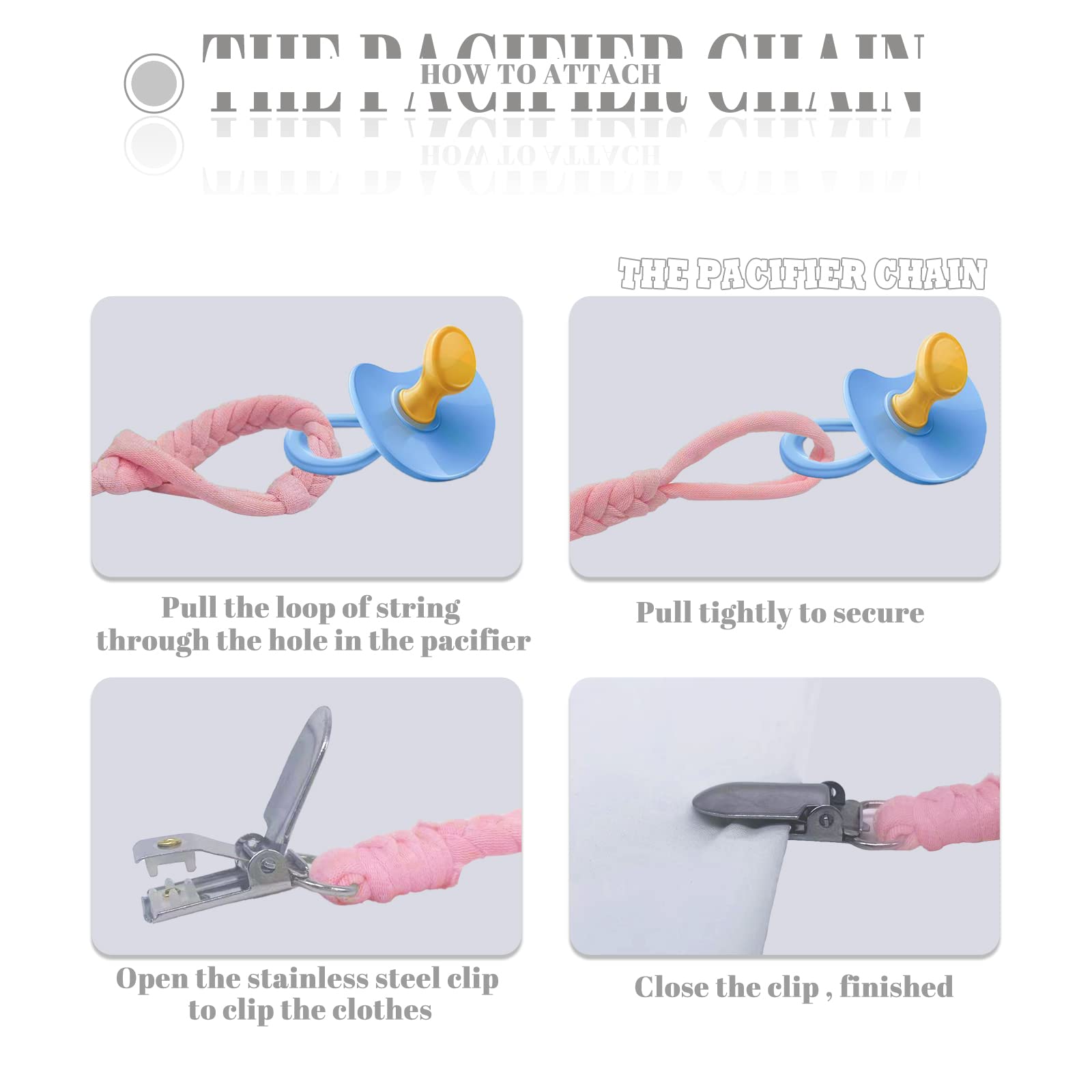 Braided Pacifier Clips for Babies - Unisex Binky Clips with Teether for Gifts & Daily Use