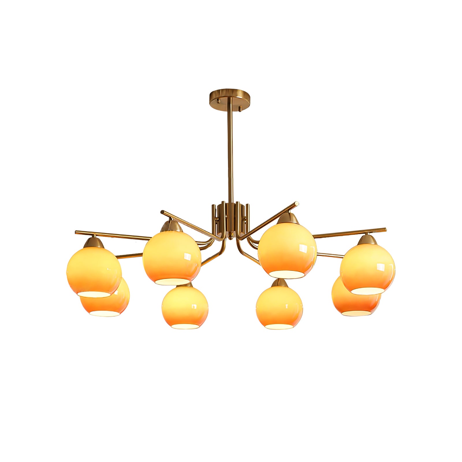 Elegant Caramel Sphere Chandelier - Modern Glass Pendant Light Fixture for Dining Room, Living Room & Bedroom Decor | Dimmable LED Lighting