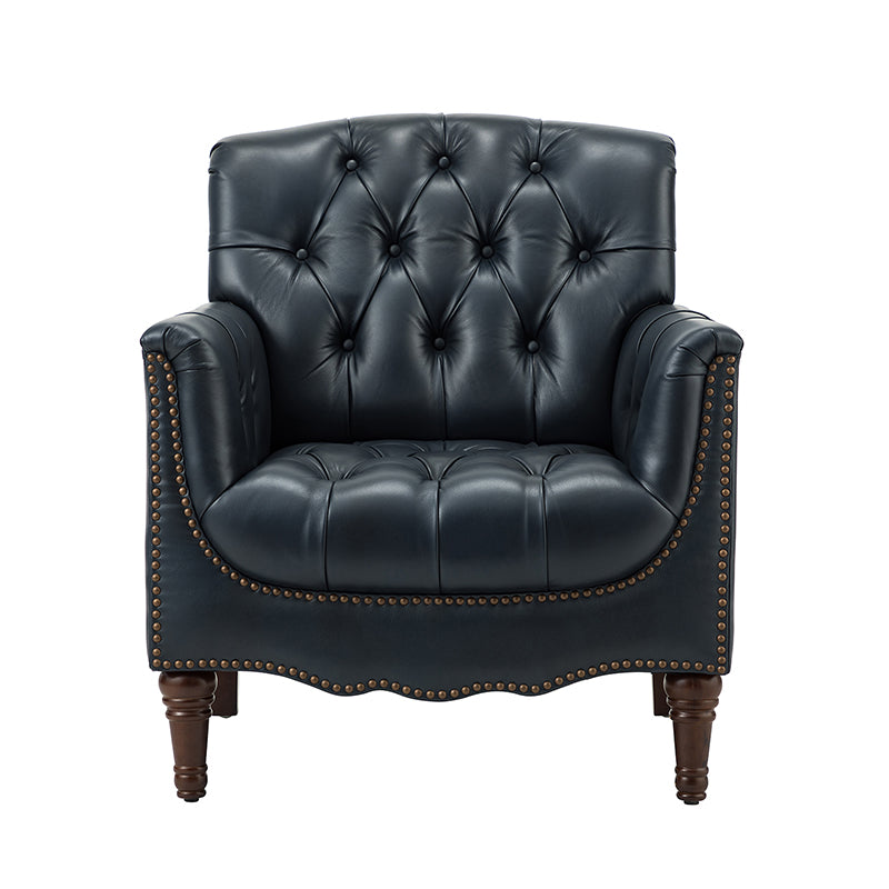 Premium Genuine Leather Armchair - Handcrafted Modern Lounge Chair for Living Room, Office & Study - Brown Leather Recliner with Solid Wood Frame - Perfect for Home Decor & Relaxation