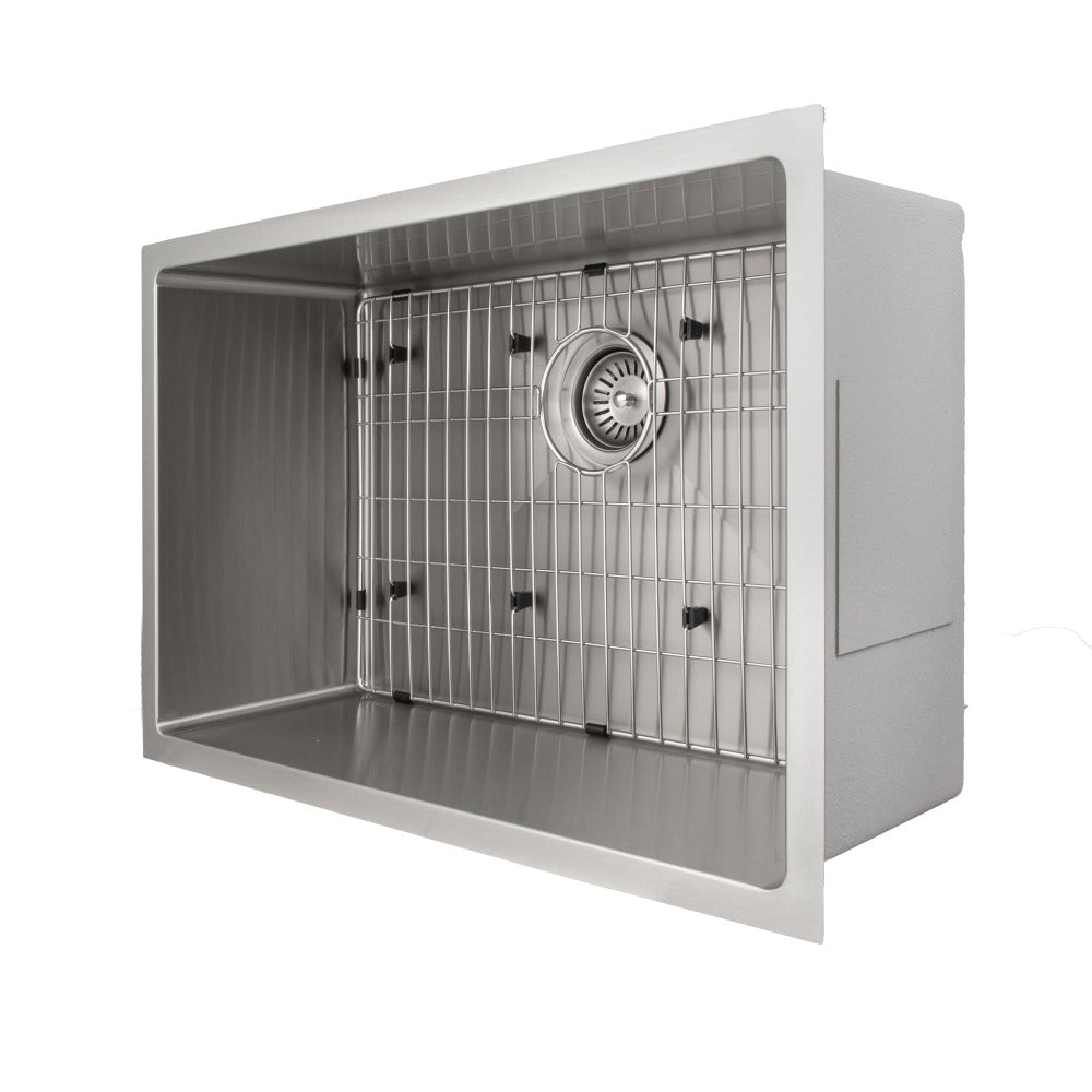 ZLINE Meribel 27-Inch Undermount Single Bowl Stainless Steel Kitchen Sink with Bottom Grid (SRS 27) - Perfect for Modern Kitchens, Dishwashing & Food Prep