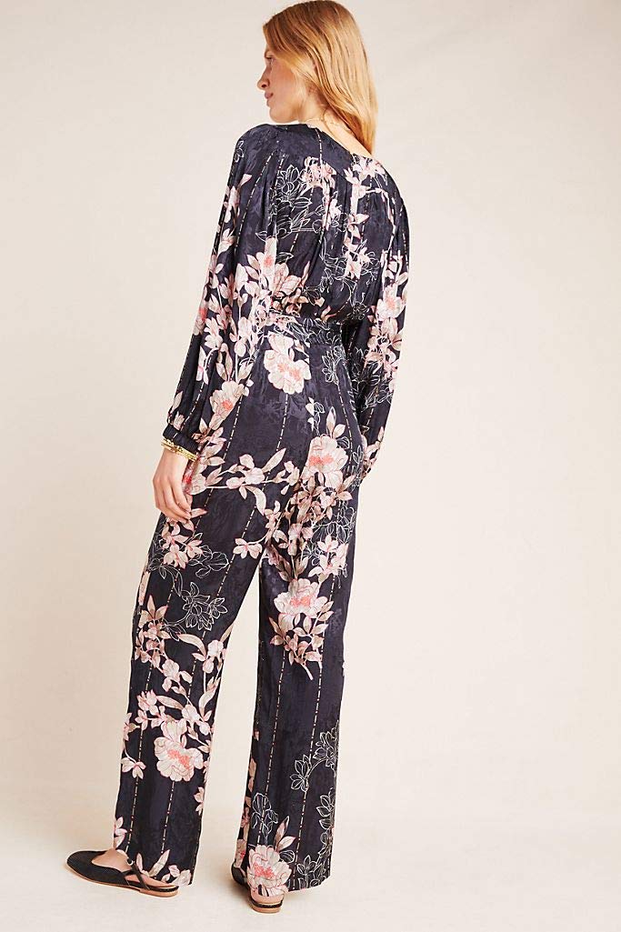 Harlyn Audria Jacquard Jumpsuit for Women - Black Floral Print Romper, Size XS | Elegant One-Piece Outfit for Parties, Dates & Summer Vacations