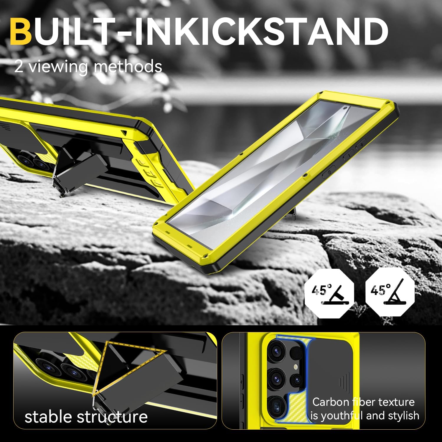Samsung Galaxy S25 Ultra Heavy Duty Aluminum Case - Shockproof Rugged Cover with Full Body Protection & Wireless Charging Support | Perfect for Construction, Outdoor Adventures & Extreme Sports