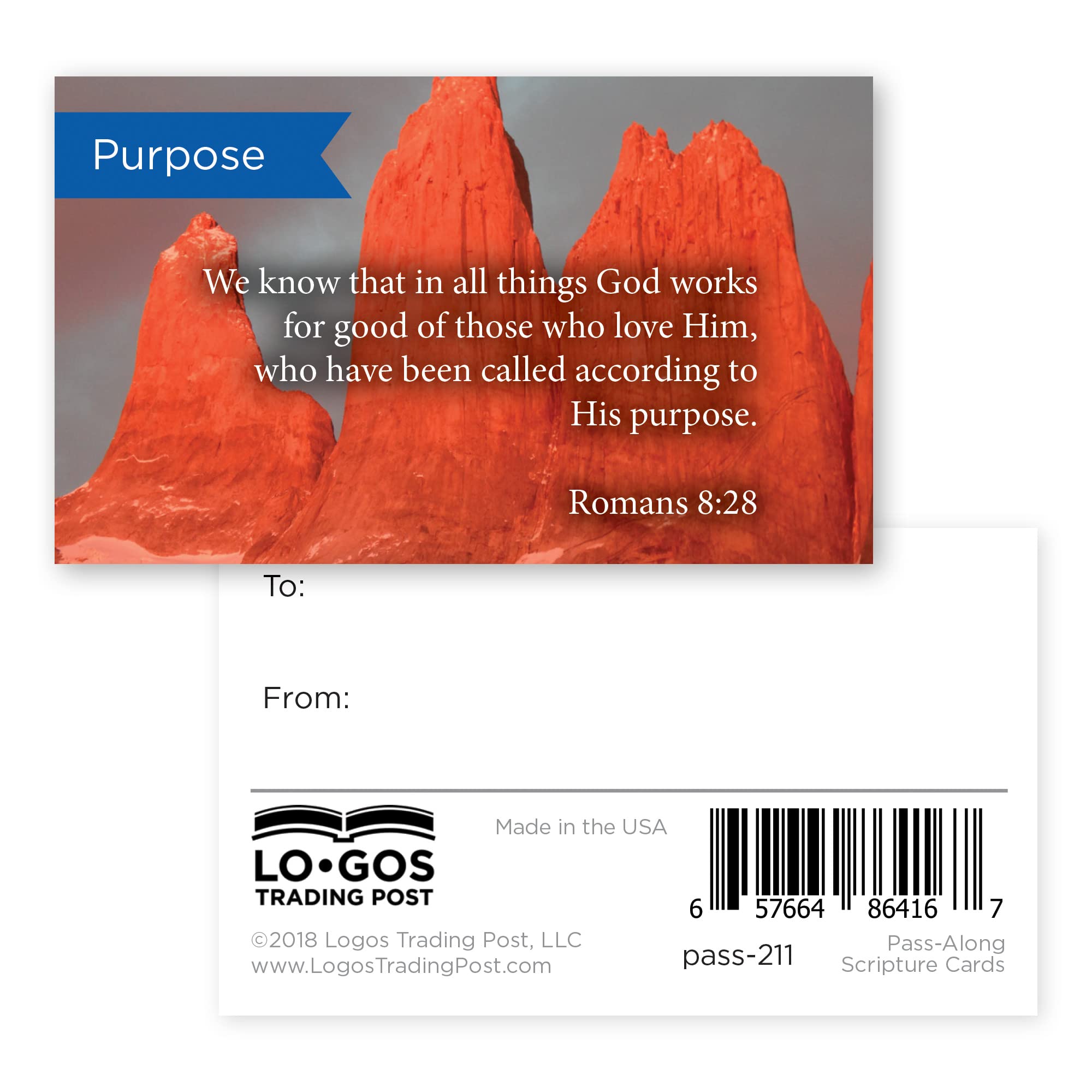 Pass It On Scripture Cards - Pack of 25 Inspirational Bible Verse Wallet Cards with Romans 8:28 for Devotional, Bible Study & Memorization | Small Christian Encouragement Greeting Cards for Church, Gifts & Daily Faith Inspiration