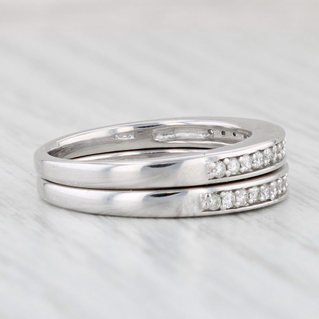 0.45ctw Diamond Wedding Band Set - 14k White Gold Size 7 Rings for Women - Perfect for Anniversary, Engagement & Bridal Jewelry Gifts
