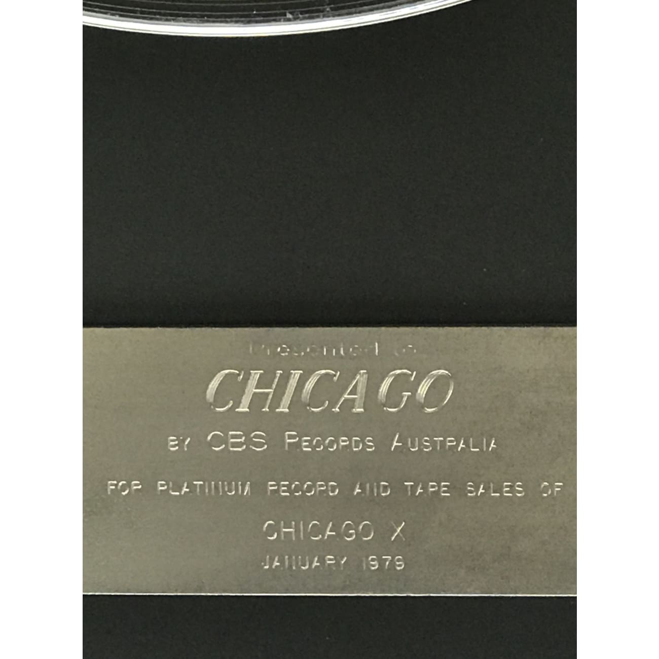 Chicago X 1979 Australian Label Award - Rare Collectible Music Memorabilia for Chicago Fans & Vinyl Record Collectors - Perfect for Display in Music Rooms, Man Caves & Collector's Showcases