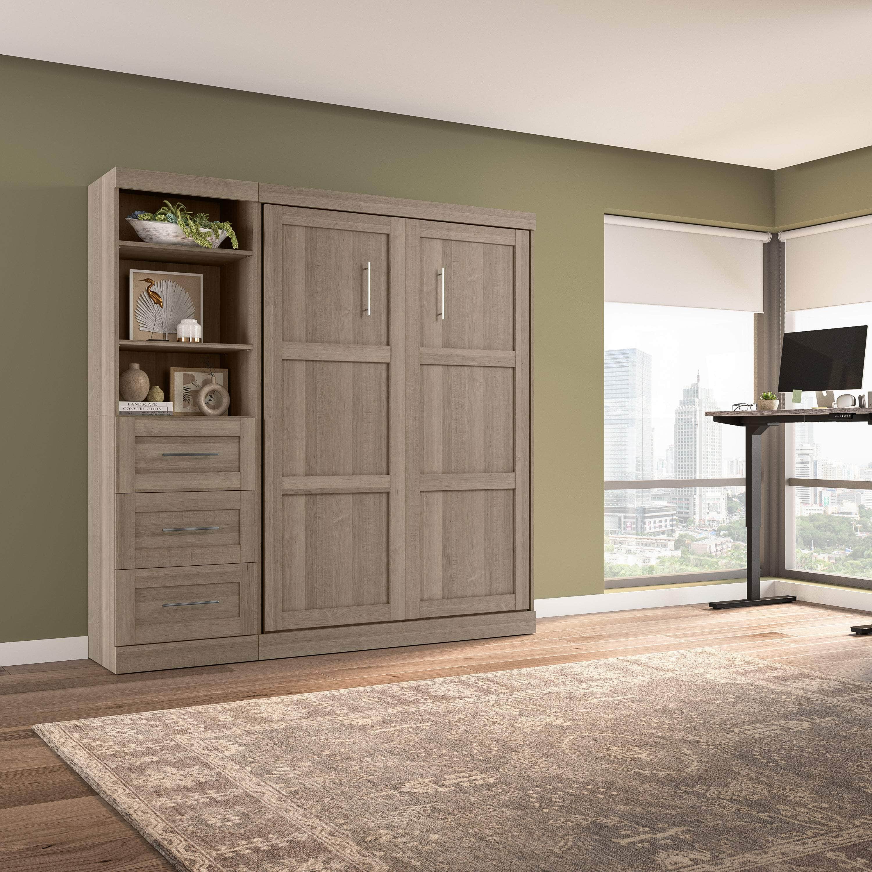 Pur Full Murphy Wall Bed with Storage Drawers - 84