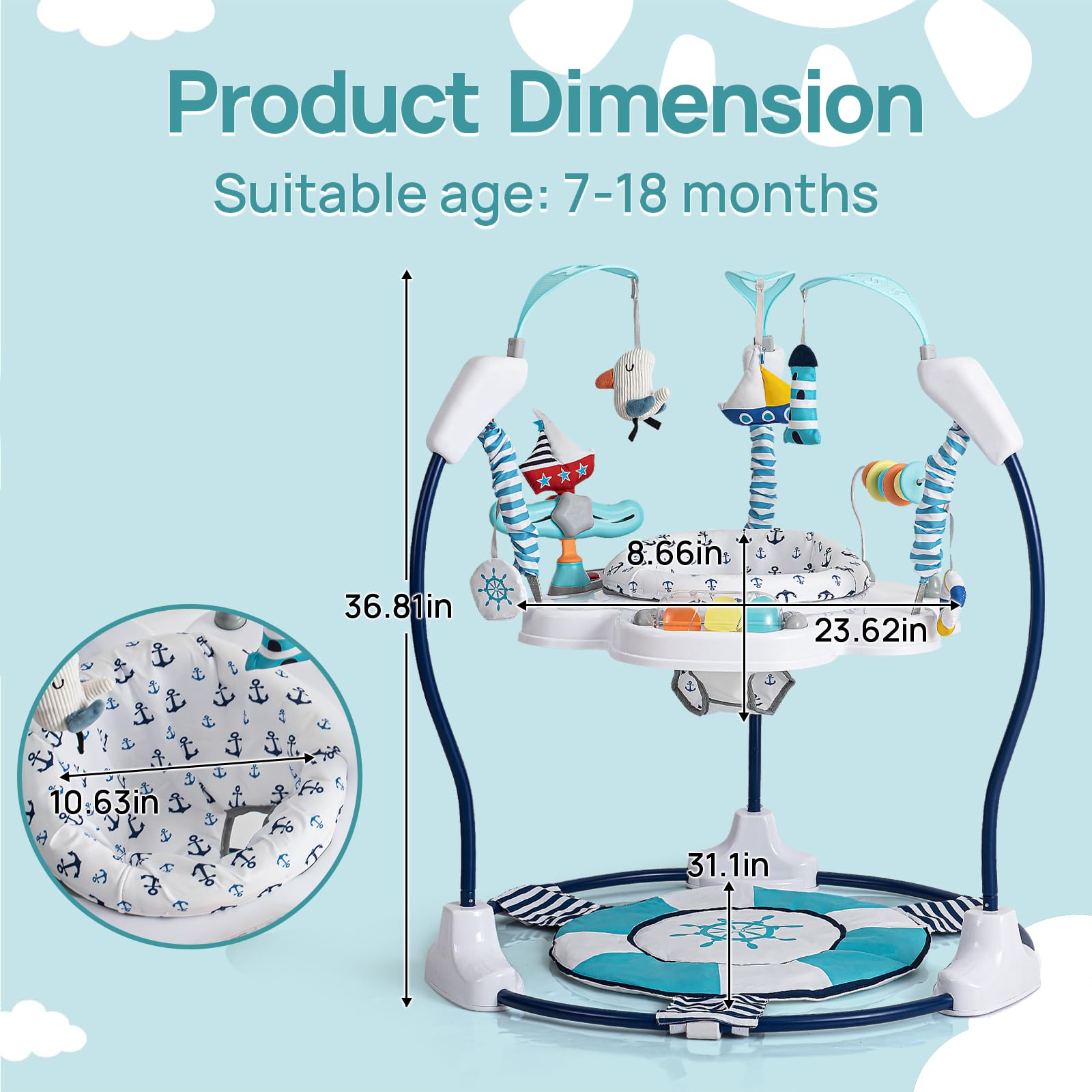 360° Rotating Baby Activity Jumper with Interactive Toys - Play Center for Infants 3-12 Months - Perfect for Early Learning & Motor Skill Development at Home or Daycare