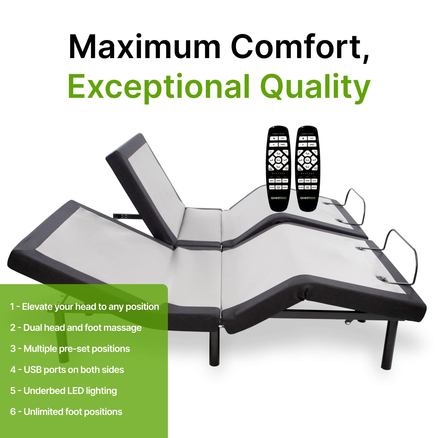 GhostBed Adjustable Base Split King 11