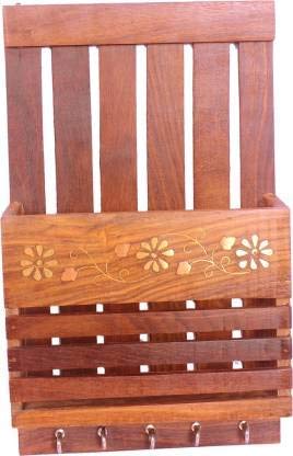 Handmade Wooden Hanging Key Holder with Comb Stand - Multipurpose Wall Organizer for Keys, Jewelry & Essentials - Perfect for Bedroom, Living Room & Office Decor - Space Saving Home Organization Solution
