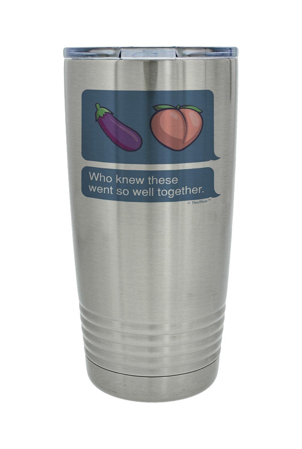 20oz Stainless Steel Insulated Travel Mug with Lid - Funny Peach & Eggplant Emoji Design | Perfect Gift for Coffee Lovers, Office Use & Outdoor Adventures