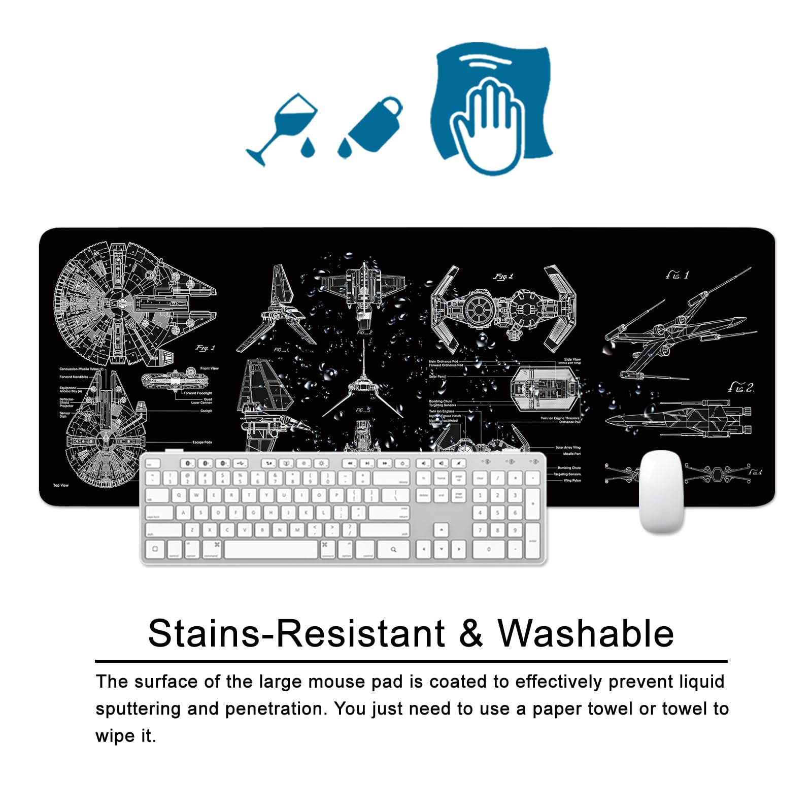 Premium Black Gaming Mouse Pad - Extra Large 31.5x11.8x0.12 inch Non-Slip Desk Mat with Stitched Edges - Perfect for PC, Laptop, Office & Gaming Setup - Waterproof Keyboard Mousepad for Work and Esports