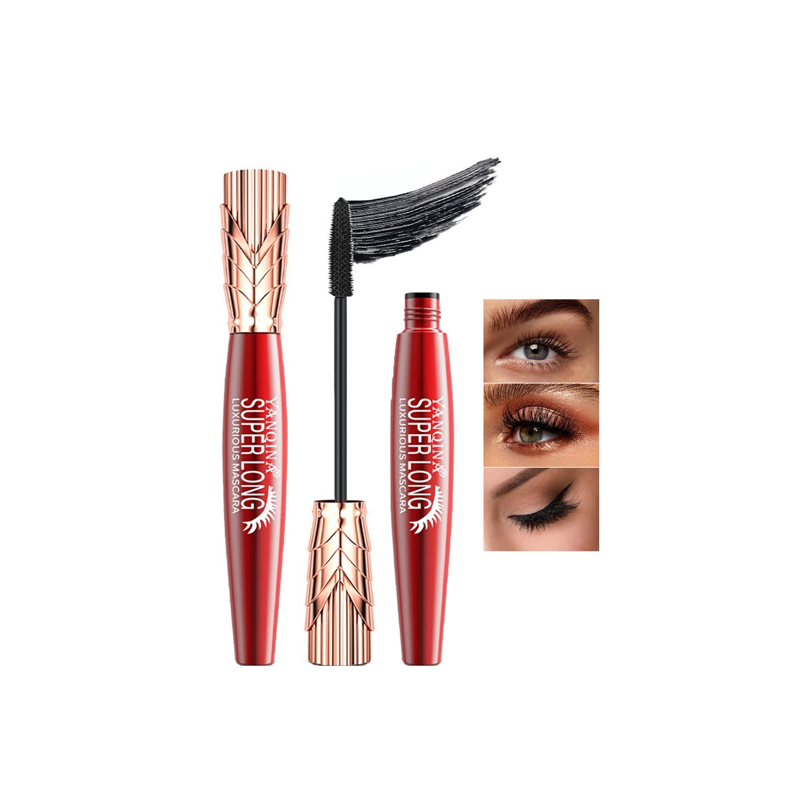 4D Silk Fiber Lash Crown Mascara - Waterproof, Smudge Proof, Long Lasting Black Mascara for Thickening, Curling & Lengthening Eyelashes | Perfect for Daily Wear, Night Out & Special Occasions