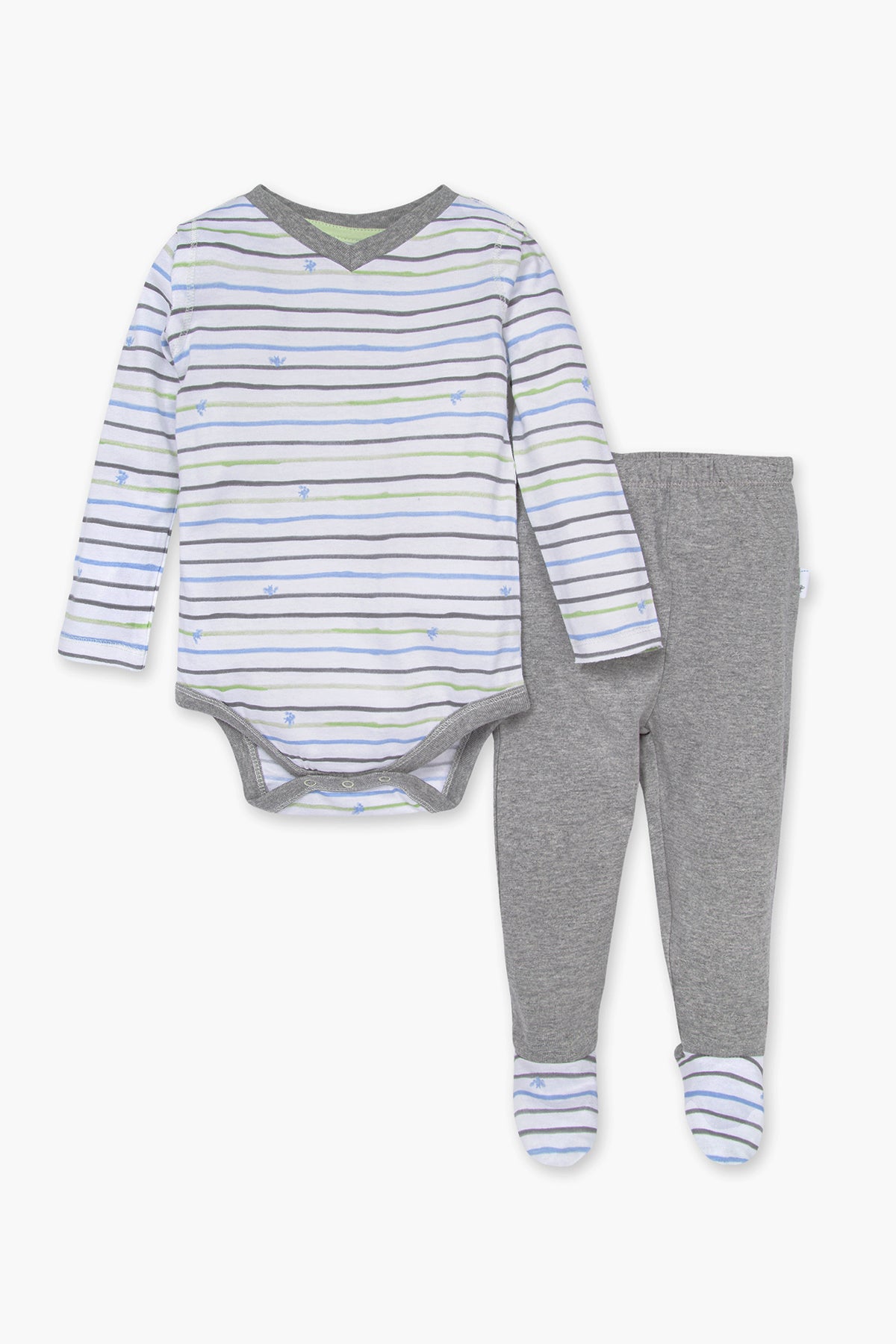 Burt's Bees Watercolor Bee 2-Piece Baby Boys' Onesie Set - Soft Organic Cotton Pajamas for Newborn & Infant Sleepwear, Playtime & Photo Shoots