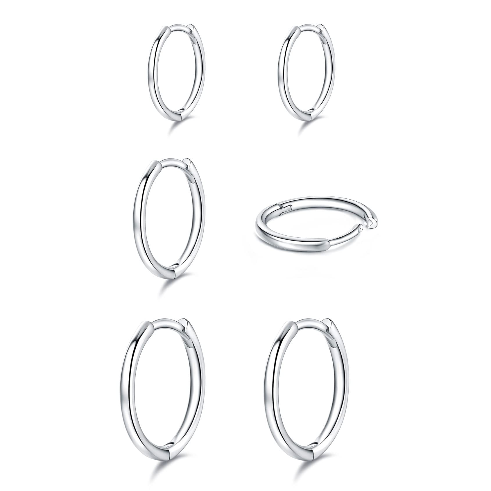 Hypoallergenic Sterling Silver Hoop Earrings for Women & Teens - 3 Pairs Small Hoop Set (6mm/8mm/10mm) | Perfect for Everyday Wear, Gifts & Special Occasions