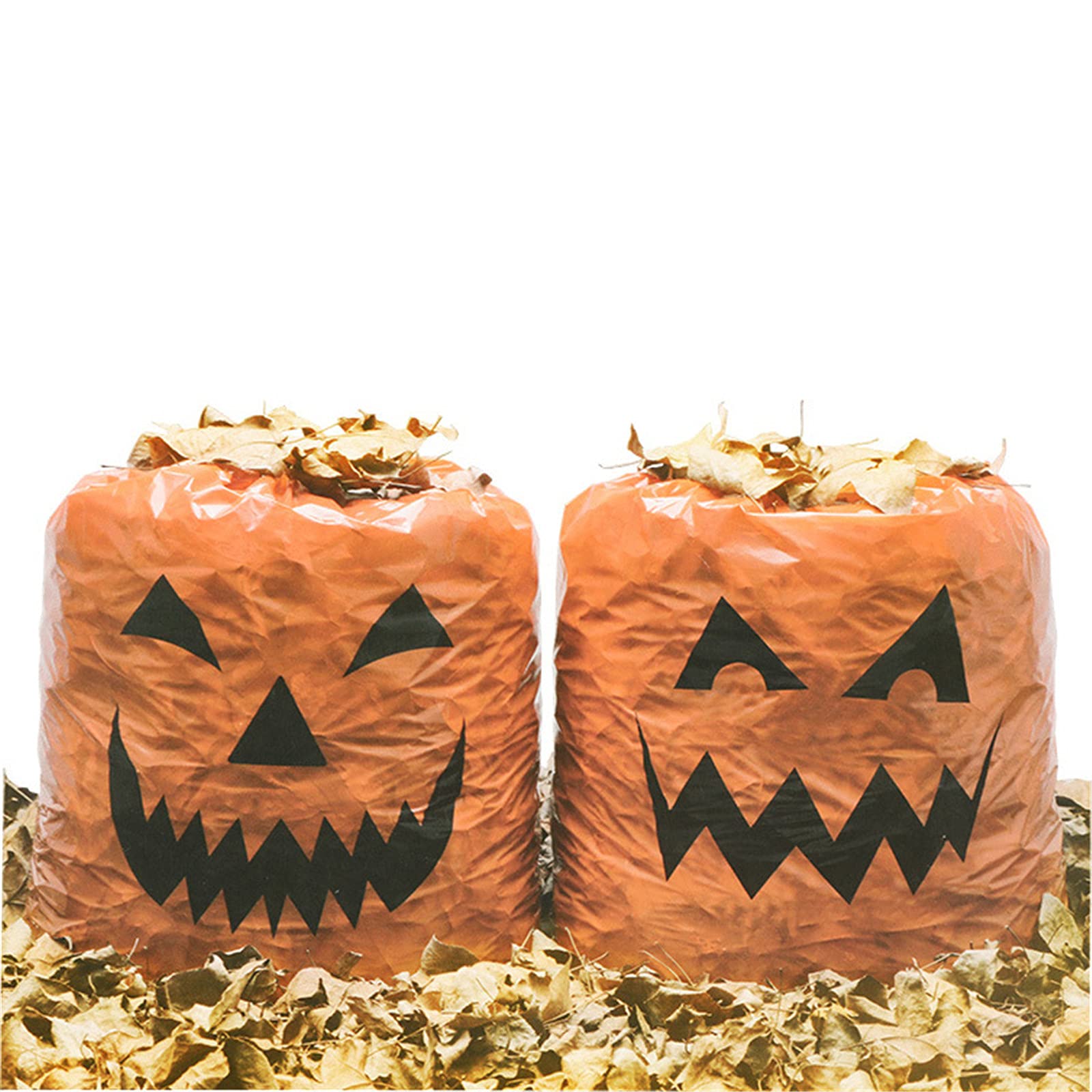 Halloween Pumpkin Lawn Bags - 30 Pack Plastic Pumpkin Pattern Leaf Trash Bags for Outdoor Fall Decorations, Yard Waste, and Halloween Party Decor | Durable Waterproof Halloween Decor