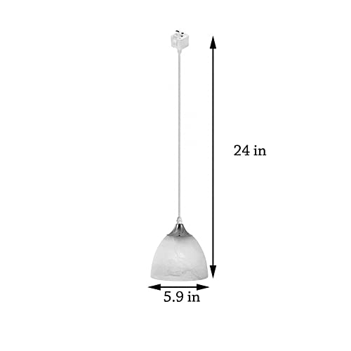 Kiven Modern Remote Control Pendant Light with Juno Track System - Stepless Dimming LED Fixture with Frosted White Glass Shade - Customizable Hanging Light for Restaurant, Bar, Kitchen Island & Dining Room Lighting