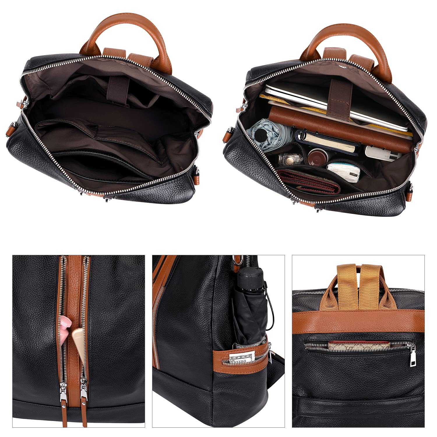 ALTOSY Genuine Leather Backpack for Women - Convertible Shoulder Bag & Crossbody Purse with Laptop Compartment - Perfect for Work, Travel & College