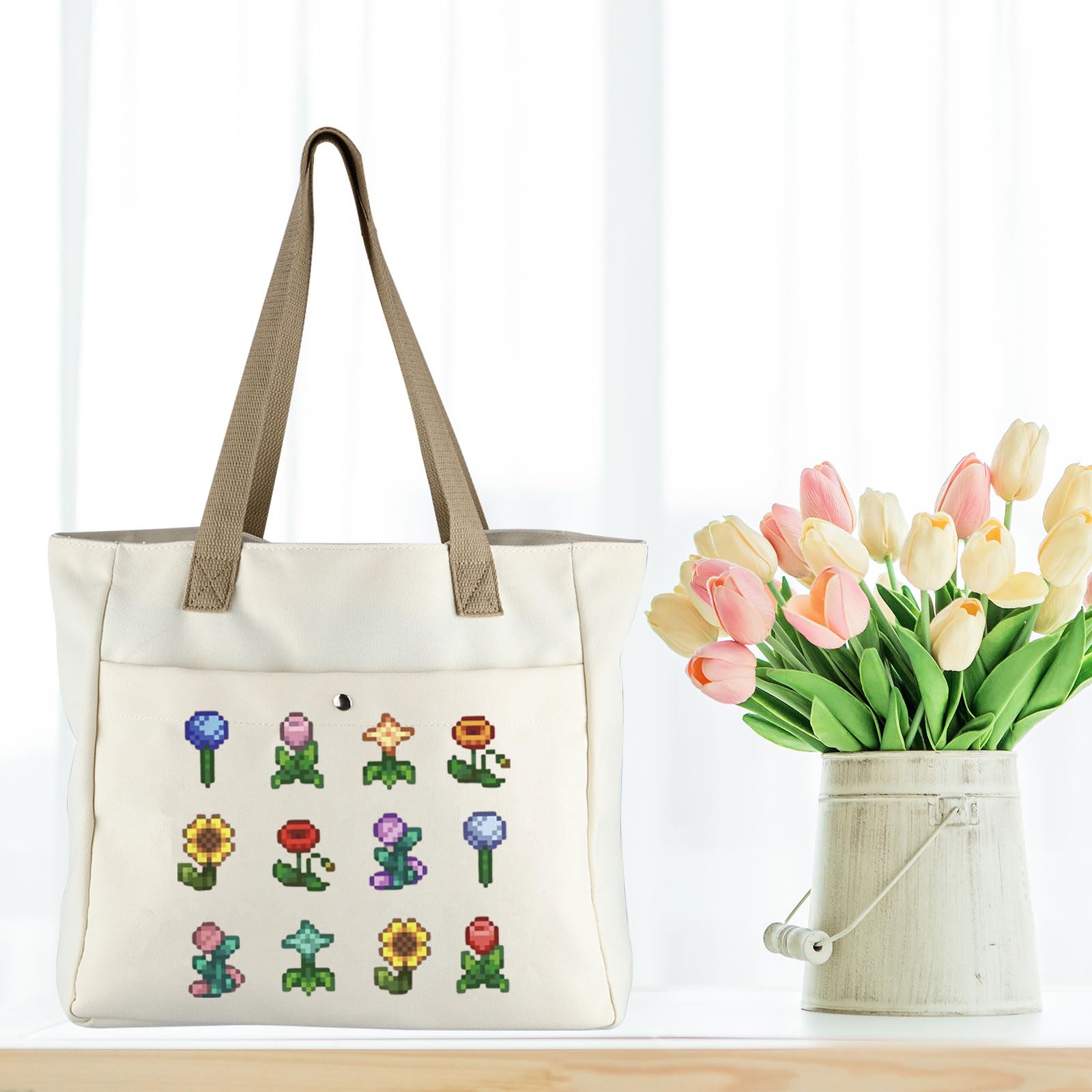 WCGXKO Valley Game Tote Bag - Durable Cotton Canvas Farm-Themed Gift for Board Game Lovers | Perfect for Farmers Market, Picnics & Game Nights