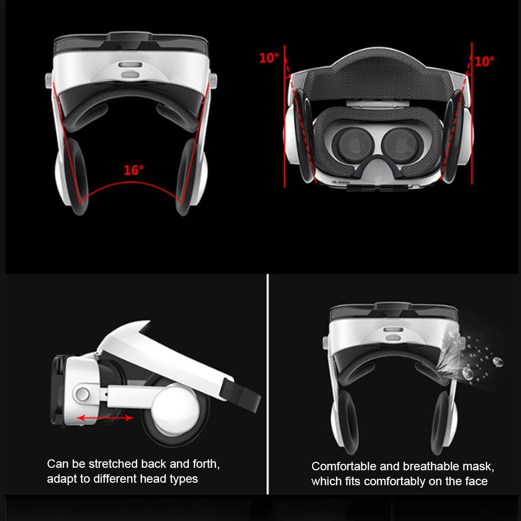 Lunette 3D VR Headset - Wireless Bluetooth Virtual Reality Glasses for iPhone 13 Pro Max/13 Pro/13/12/11 & Samsung Galaxy S21/Huawei/Xiaomi - Immersive Gaming & 360° Video Experience (Color: A, Size: iOS)