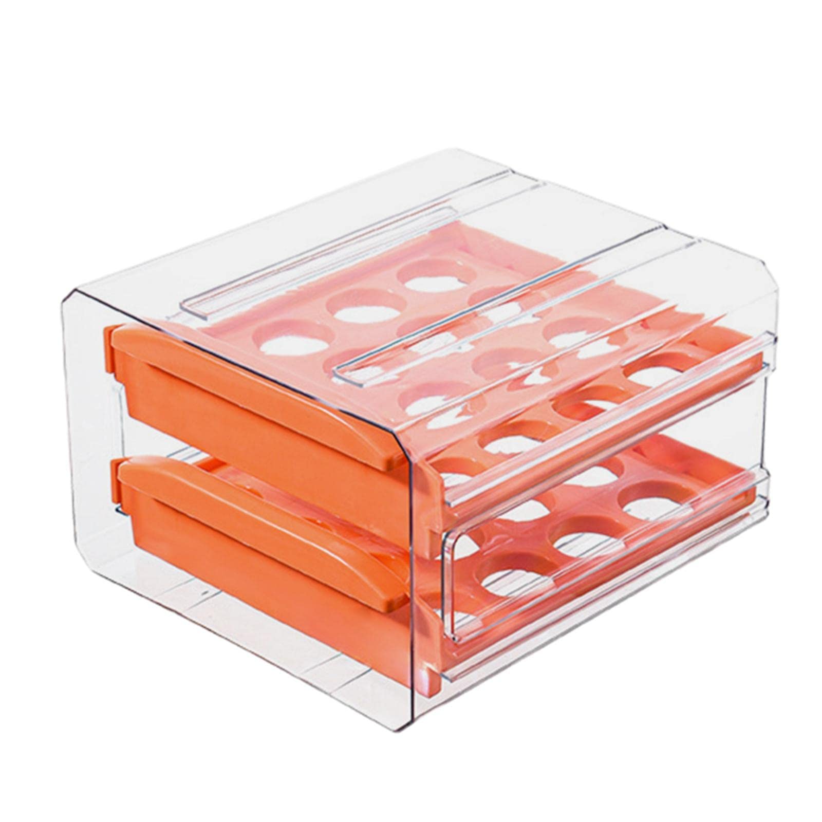 MagiDeal 32-Cell Plastic Egg Tray Organizer for Refrigerator - Durable Duck & Chicken Egg Storage Container - Perfect for Picnic, Camping, and Home Kitchen Use - Orange